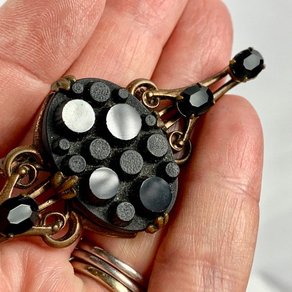 Victorian Revival Molded Glass Mourning Brooch - image 1