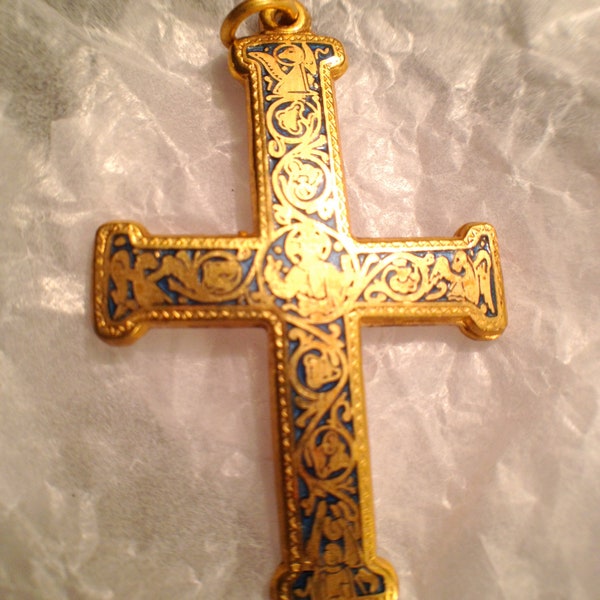 VIntage MMA Blue Enamel Cross