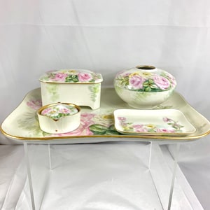Limoges France Floral Gilded Dresser Vanity Set TV, B and Co., JP