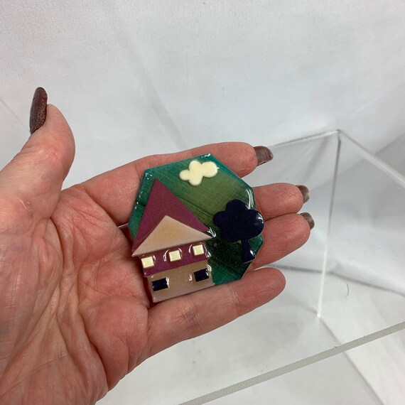 Lucinda Yates House Pin Vintage 1980's Designer Brooch Gem