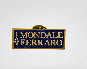 Vintage Political Memorabilia Mondale Ferraro Campaign Union Lapel Pin IAM