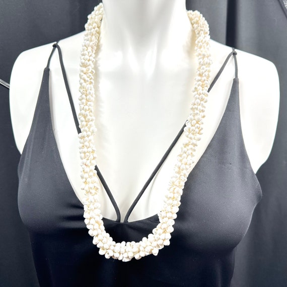 Kukui Nut and Shell Wedding Lei Necklace, Beachy … - image 9