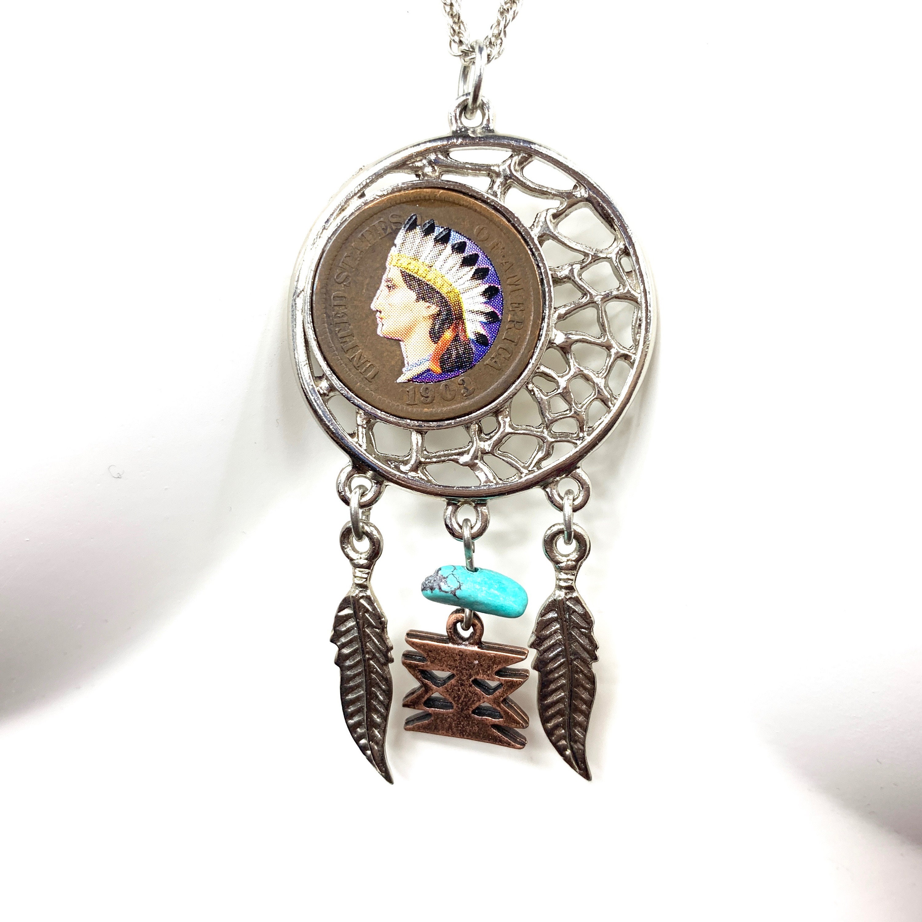1903 Indian Head Penny Dreamcatcher 