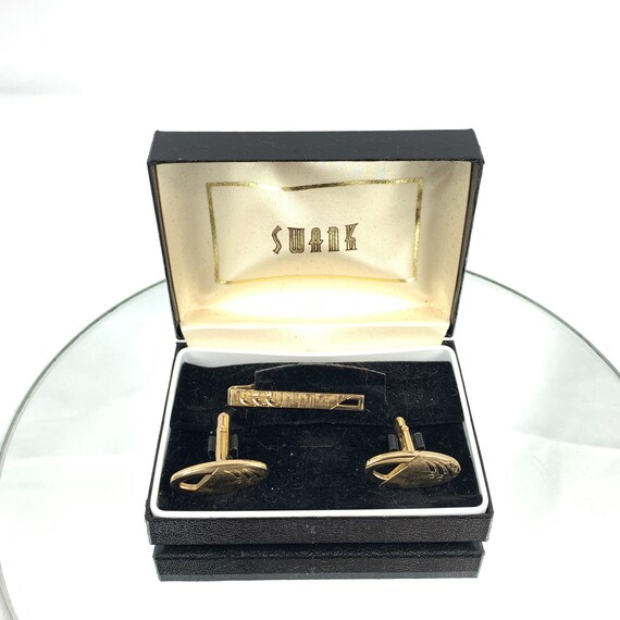 Swank Gold Tone Cufflinks In Box Cuff Links Men's… - image 1