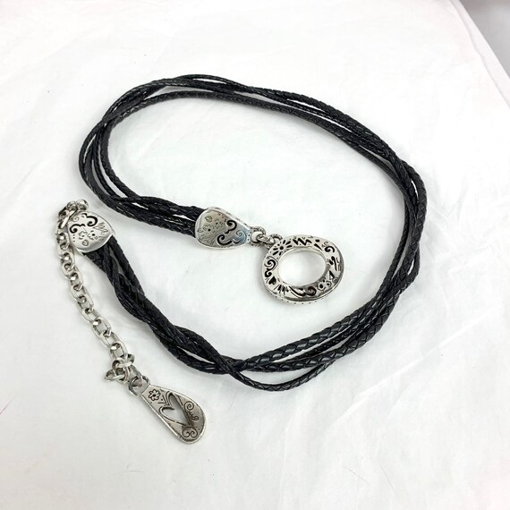 Whimsical Silver Plated Braided Leather Belt, 34 display picture 3