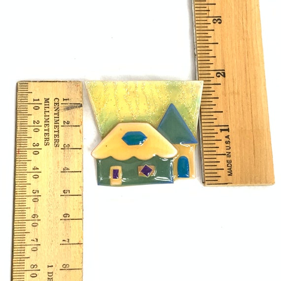 Lucinda Yates Glitter Mansion House Pin Vintage 1980'… Gem