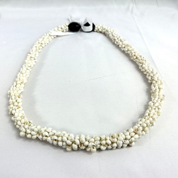 Kukui Nut and Shell Wedding Lei Necklace, Beachy … - image 1