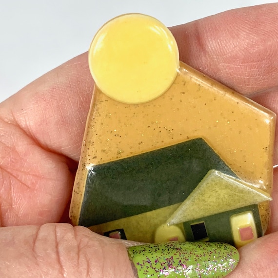 Lucinda Yates Glitter House Pin, Cute Kitschy Travel … Gem
