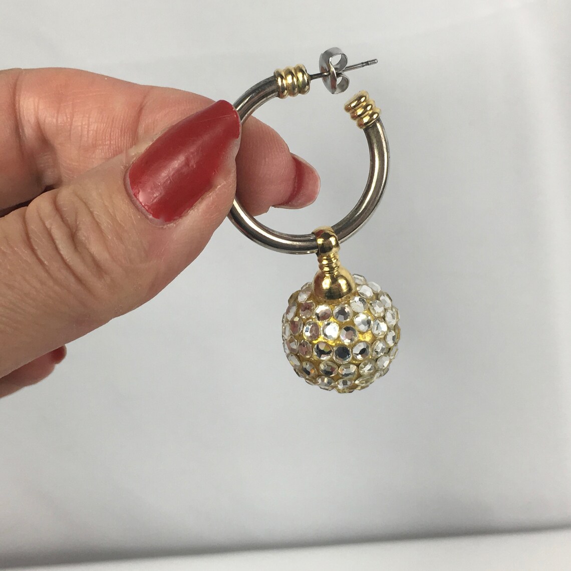 Crystal Silver Disco Ball Pierced Earrings Etsy