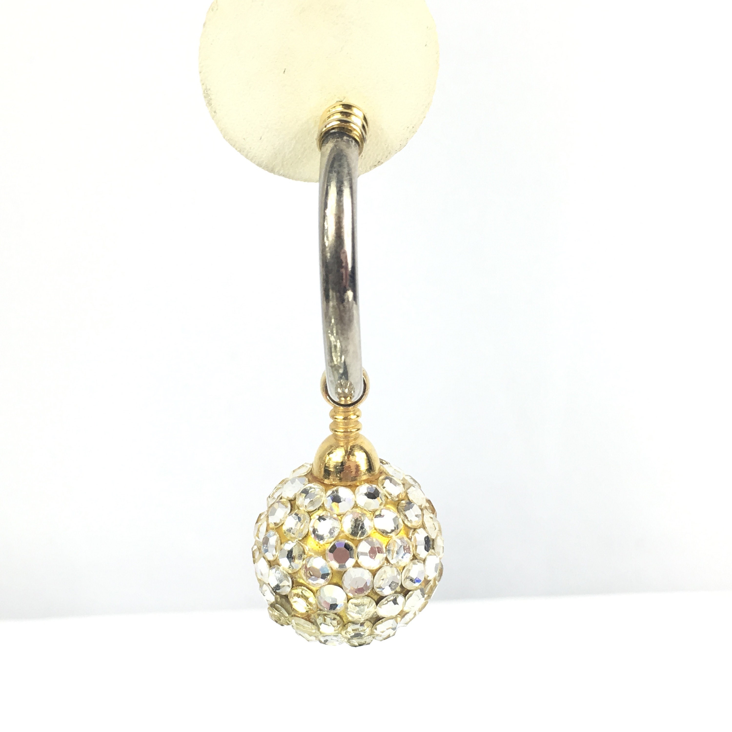 Crystal Silver Disco Ball Pierced Earrings Etsy