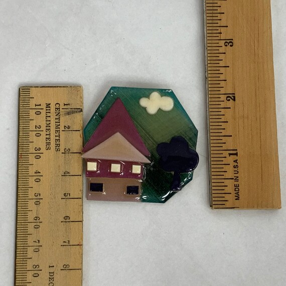 Lucinda Yates House Pin Vintage 1980's Designer Brooch Gem