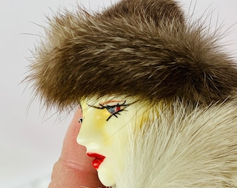 1980's Lady Face Fur Brooch