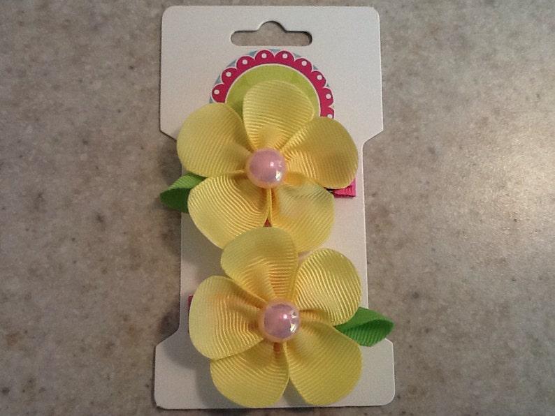 Ribbon Flower Hair Clips Set of 2 Etsy