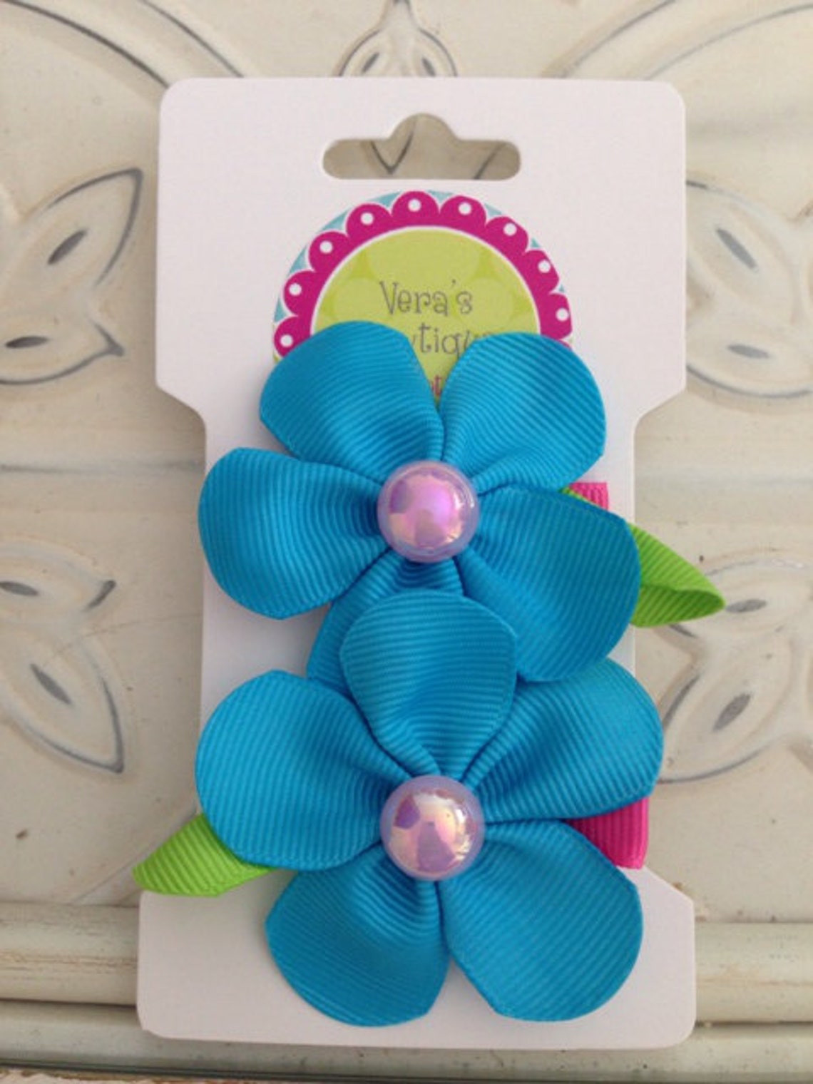 Ribbon Flower Hair Clips Set of 2 Etsy