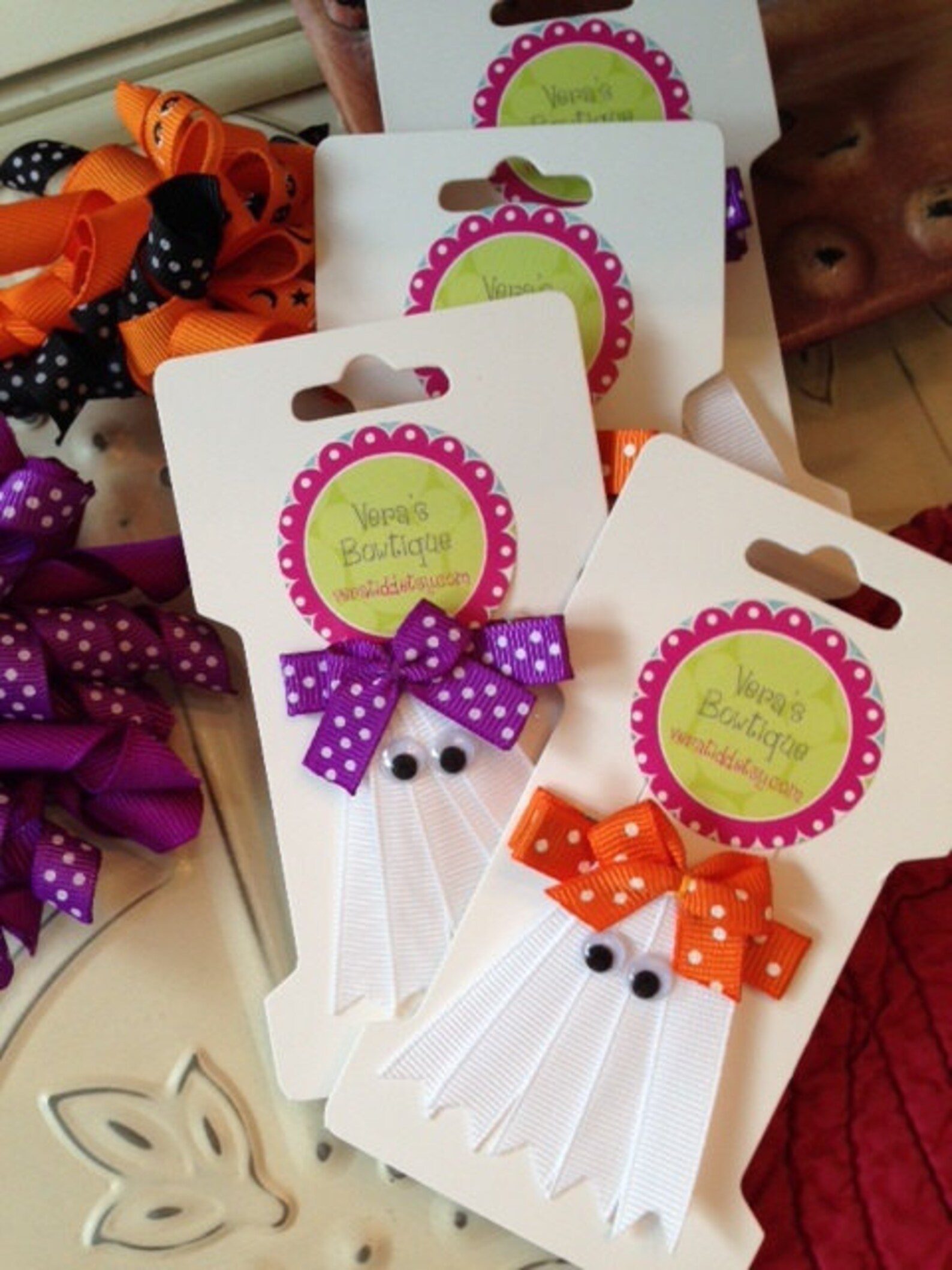 Halloween Friendly Ghost Hair Clip Etsy