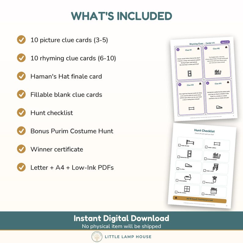 Purim Scavenger Hunt Printable for Kids, Purim Party Game, Hamantaschen Hunt Clues, Jewish Holiday Indoor Game Ages 3-10 PDF image 5