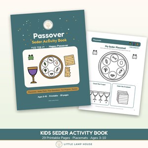 Passover Activity Book for Kids Printable, Seder Placemat, Ten Plagues Coloring, Four Questions, Pesach Games Ages 3-10 PDF