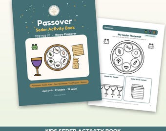 Pessach-Aktivitätenbuch für Kinder (druckbar), Seder-Platzset, Ausmalbild zu den Zehn Plagen, Vier Fragen, Pessach-Spiele für Kinder von 3-10 Jahren (PDF)