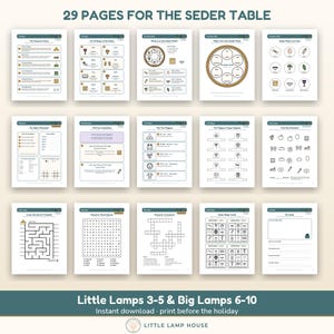 Passover Activity Book for Kids Printable, Seder Placemat, Ten Plagues Coloring, Four Questions, Pesach Games Ages 3-10 PDF image 2