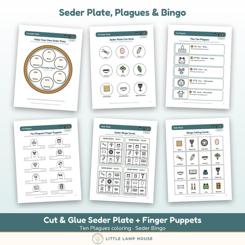 Passover Activity Book for Kids Printable, Seder Placemat, Ten Plagues Coloring, Four Questions, Pesach Games Ages 3-10 PDF image 4