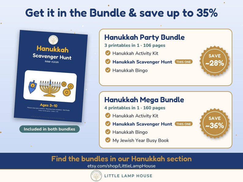 Caça ao Tesouro de Hanukkah para Imprimir para Crianças, Pistas para a Caça ao Tesouro de Hanukkah, Jogo Judaico para Famílias de 3 a 10 Anos (PDF) imagem 6