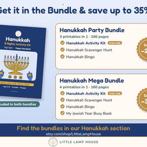 Hanukkah Activity Kit Printable for Kids, 8 Nights Chanukah Games Coloring Mazes, Jewish Family PDF Ages 3-10 image 6