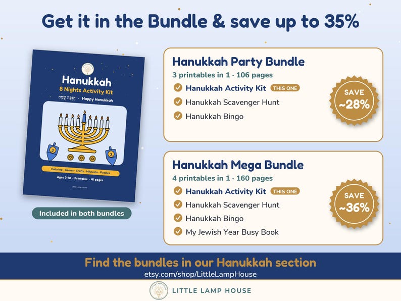 Hanukkah Activity Kit Printable for Kids, 8 Nights Chanukah Games Coloring Mazes, Jewish Family PDF Ages 3-10 image 6