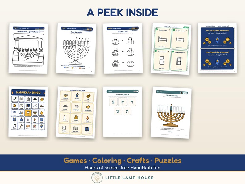 Hanukkah Mega Bundle Printable, Chanukah Activity Kit, Bingo, Scavenger Hunt, Jewish Busy Book, Kids Activities Ages 2-10 PDF image 3