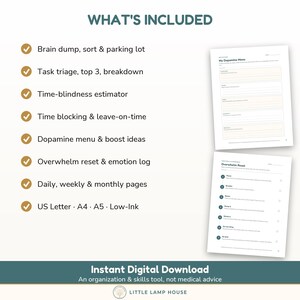 ADHS-Arbeitsbuch für Erwachsene (druckbar), Arbeitsblätter zu exekutiven Funktionen, Emotionsregulation, Brain Dump, ADHS-Toolkit, undatiertes PDF Bild 5