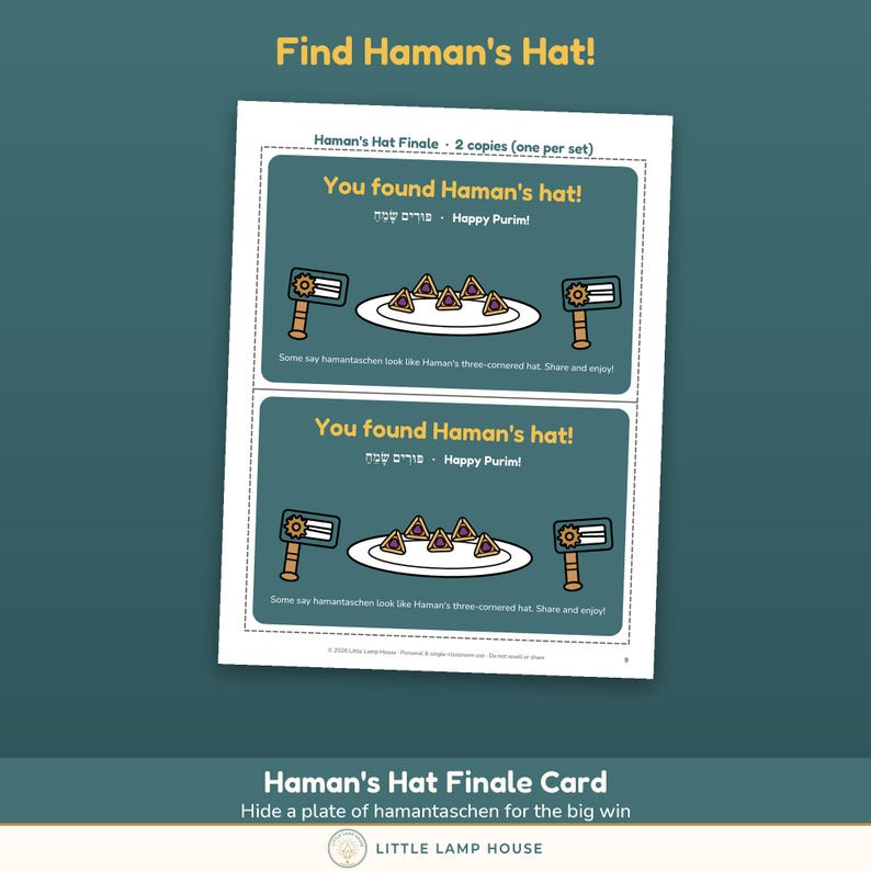 Purim Scavenger Hunt Printable for Kids, Purim Party Game, Hamantaschen Hunt Clues, Jewish Holiday Indoor Game Ages 3-10 PDF image 3