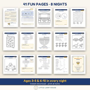 Hanukkah Activity Kit Printable for Kids, 8 Nights Chanukah Games Coloring Mazes, Jewish Family PDF Ages 3-10 image 2