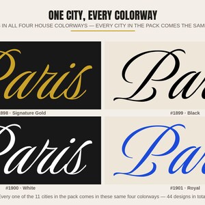EURO CITIES — Luxurious Script Collection · 44 City Name Logo Designs · 11 Cities × 4 Colorways · Bundle #LUX-44 image 5