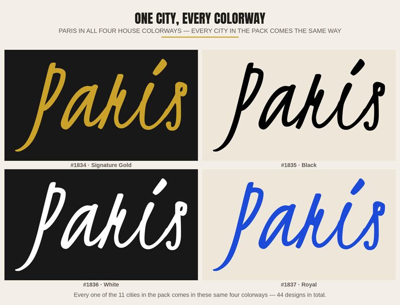 EURO CITIES — Kristi Script Collection · 44 City Name Logo Designs · 11 Cities × 4 Colorways · Bundle #KRISTI-44 image 5