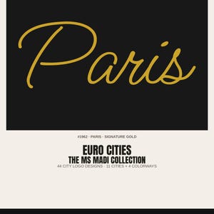 EURO CITIES — Ms Madi Script Collection · 44 City Name Logo Designs · 11 Cities × 4 Colorways · Bundle #MADI-44