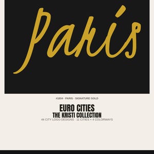 EURO CITIES — Kristi Script Collection · 44 City Name Logo Designs · 11 Cities × 4 Colorways · Bundle #KRISTI-44 image 1