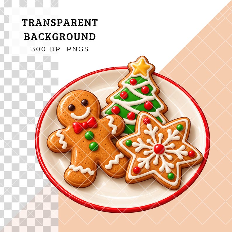 Gingerbread House Kit Clipart, 20 PNG Cookies Gumdrops Candy Canes ...