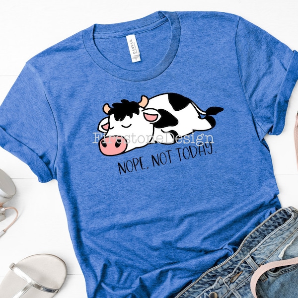 Nope, Not Today Tired Black or Brown Cow Shirt SVG and PNG Files