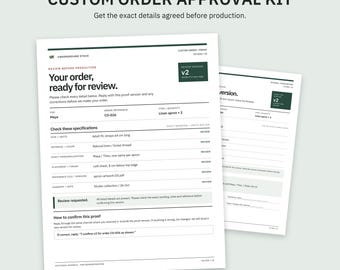 Custom Order Approval Kit for Makers | Offline Editable Proof, Version Tracker & Production Record | Letter + A4 PDF Export