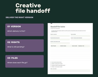 Creative Project Handoff Checklist PDF, File & Revision Records
