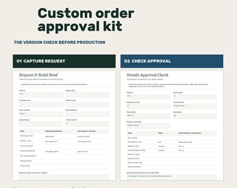 Custom Order Approval Forms PDF, Maker Version & Production Tracker
