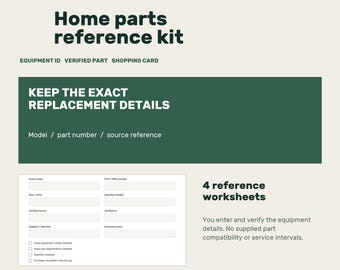 Home Filter & Replacement Parts Log, Fillable Maintenance PDF