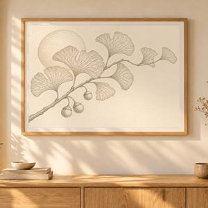 Cyberpunk Ginkgo Printable Wall Art, Circuit Leaf Clockwork Botanical Sun Print, Cyberpunk Series, Digital Download, Instant Download image 2