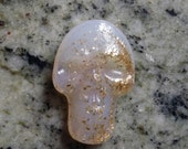 Cabochon 30mm-41mm Skull Golden Mica Opaline Glass Gem Sparkling White Skull Mosaic Cabochon Tile - choice of three sizes