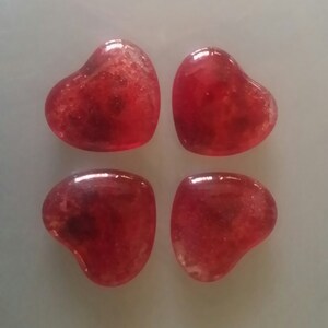 Cabochon 35mm Hearts Pink Garnet Red Carnelian Cast Glass 1-716 Valentine Heart Art Tile Gem for Mosaic and Assemblage Art