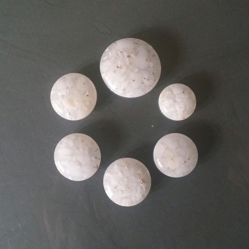 Cabochon 19-32mm Full Moon Tile Gems Mica White Warm Peach Cream Art Glass Tile for Mosaic and Assemblage Art Pocket Touch Stones Intuition