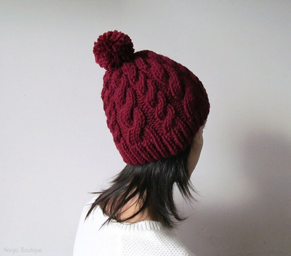 Women's Cable Beanie W Pom Hat