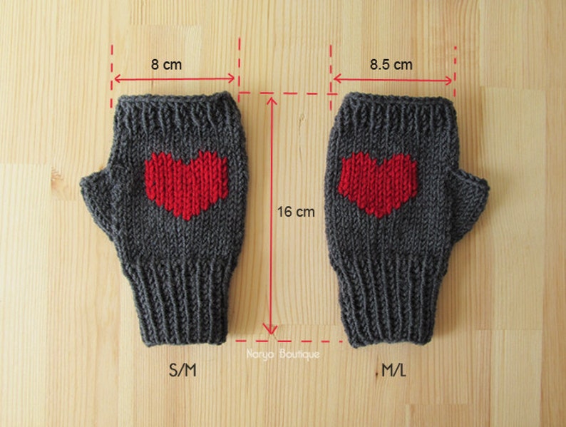 Knit Fingerless Gloves in Granite, Purple Plum Embroidered Heart, Heart Gloves, Fingerless Mittens, Arm Warmers, Wool Blend, Gift For Her image 4