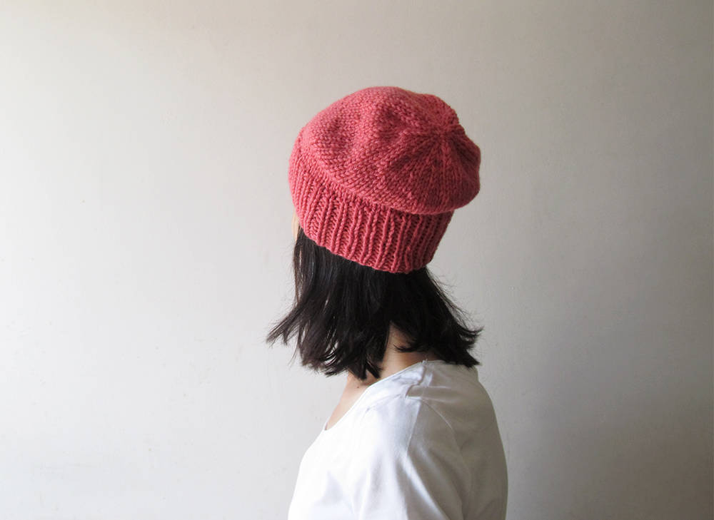 Hand Knit Coral Slouchy Beanie: Wool Blend Winter Hat - Etsy display picture 1