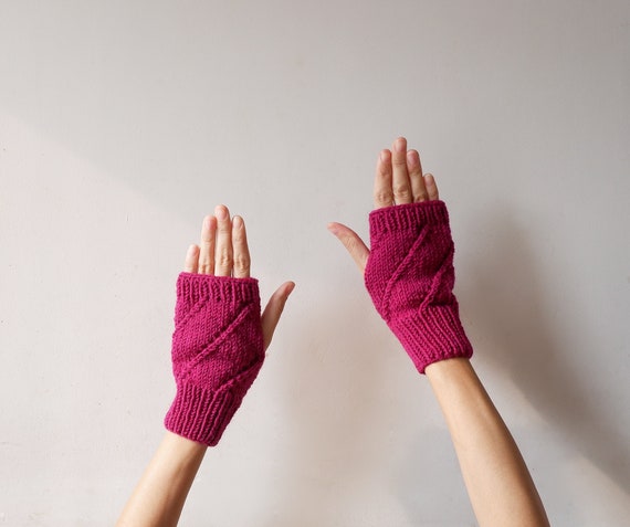hand knitted fingerless gloves arm warmers