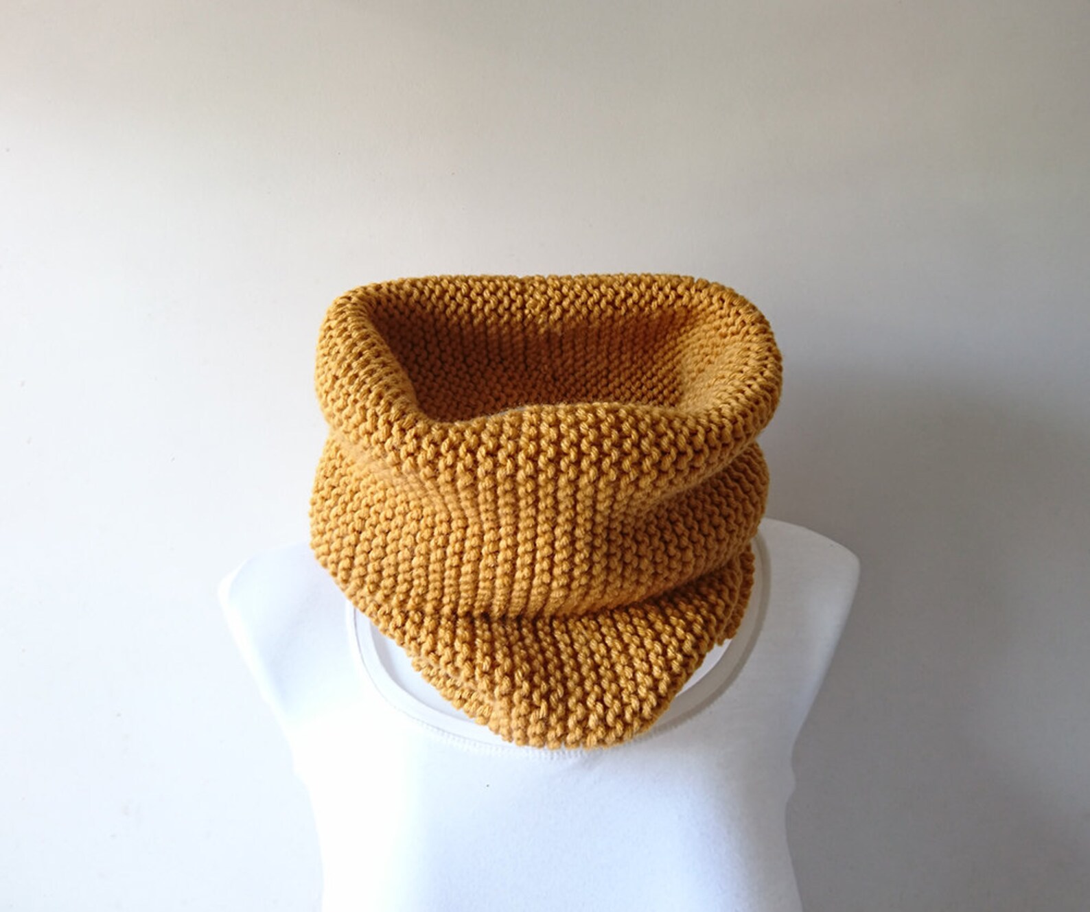 Hand Knitted Cowl in Mustard Yellow Oversized Chunky Knit - Etsy